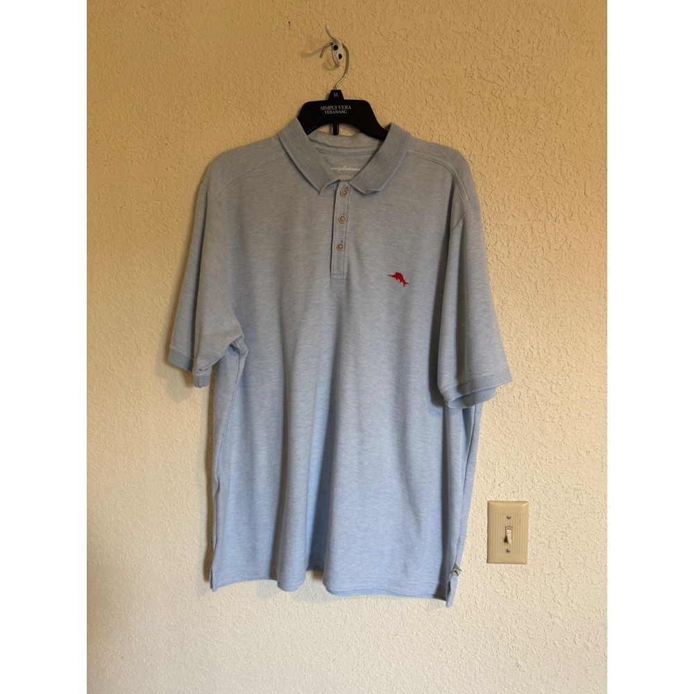 Tommy Bahama Mens IslandZone Supima Polo Shirt Light Blue XL‎ Vacation Beach